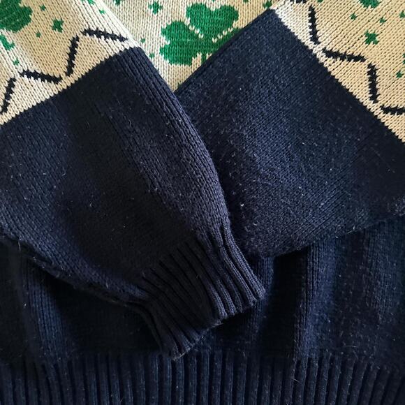 Vintage 80's Irish chunky Green and Blue Grandpa Sweater Small to Medium - Picture 3 of 7